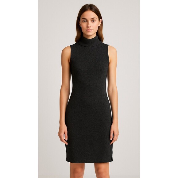 House of Harlow 1960 Sleeveless Knit Bodycon Midi Dress Black Silver Size Small - Picture 1 of 7